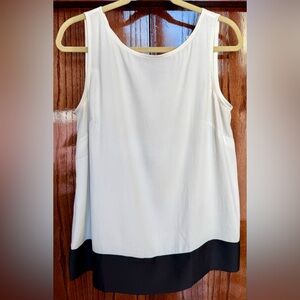 Ann Taylor Loft Women's Sleeveless Blouse Tank Top Medium White Black